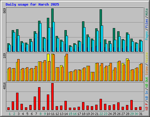Daily usage for March 2025