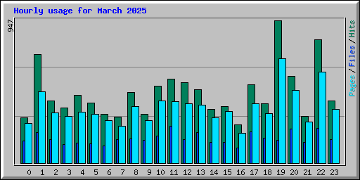 Hourly usage for March 2025